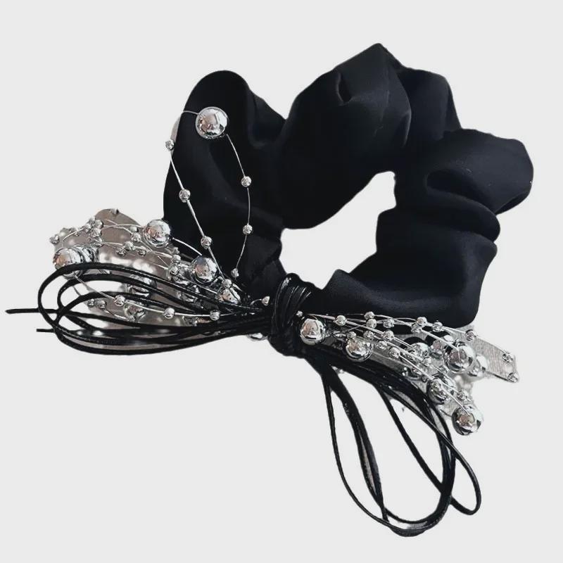 High-end Silver Ball Chain Bow Hair Clip Set