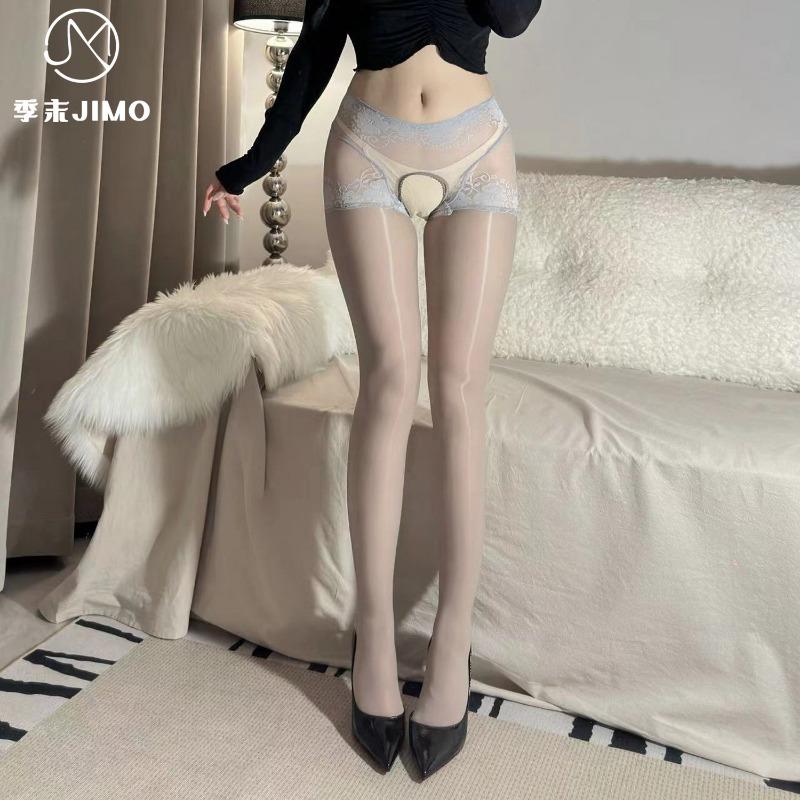 Sexy Underwear End-of-season Transparent Oil-shiny Lace Lace Integrated Stockings Sexy Oil-shiny Open-file Hip Lift Flower Vine Horse Oil Socks