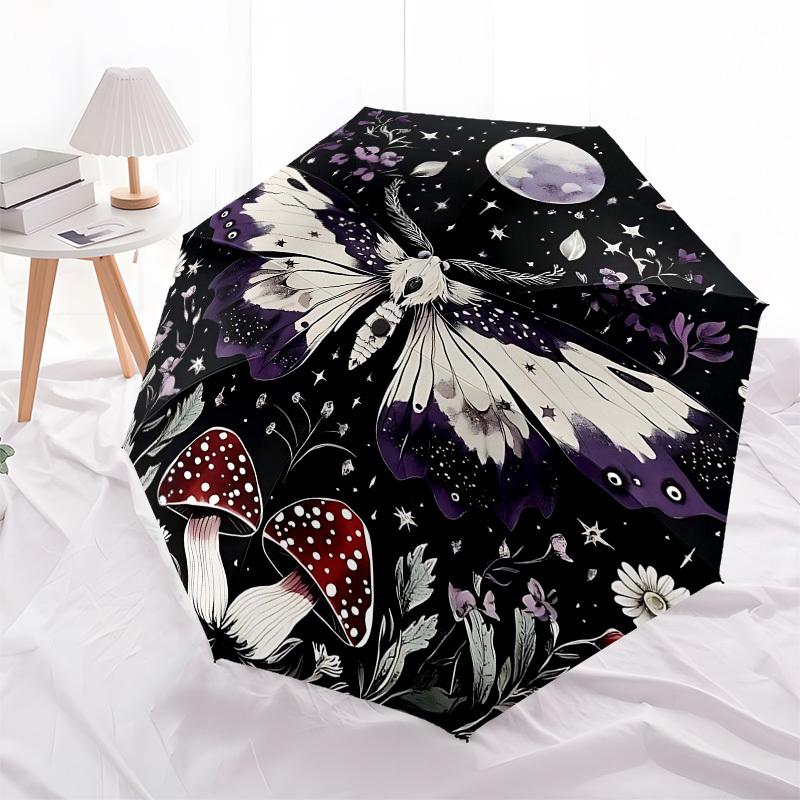 1pc Butterfly MushroomOpen/Close Umbrella-Windproof, Compact Travel Umbrella, Sturdy 8-Rib Shaft, Outdoor Accessory, 1060
