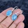 Blue Chalcedony Gemstone Handmade 925 Sterling Silver Jewelry Earring 1.26" MM-3480