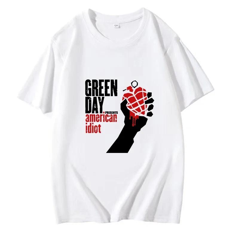 100% Cotton Men GREEN DAY Printed T-shirts 2025 Summer Women Oversized T-shirts Sport Jogging Funny Streetwear Summer Loose Tee
