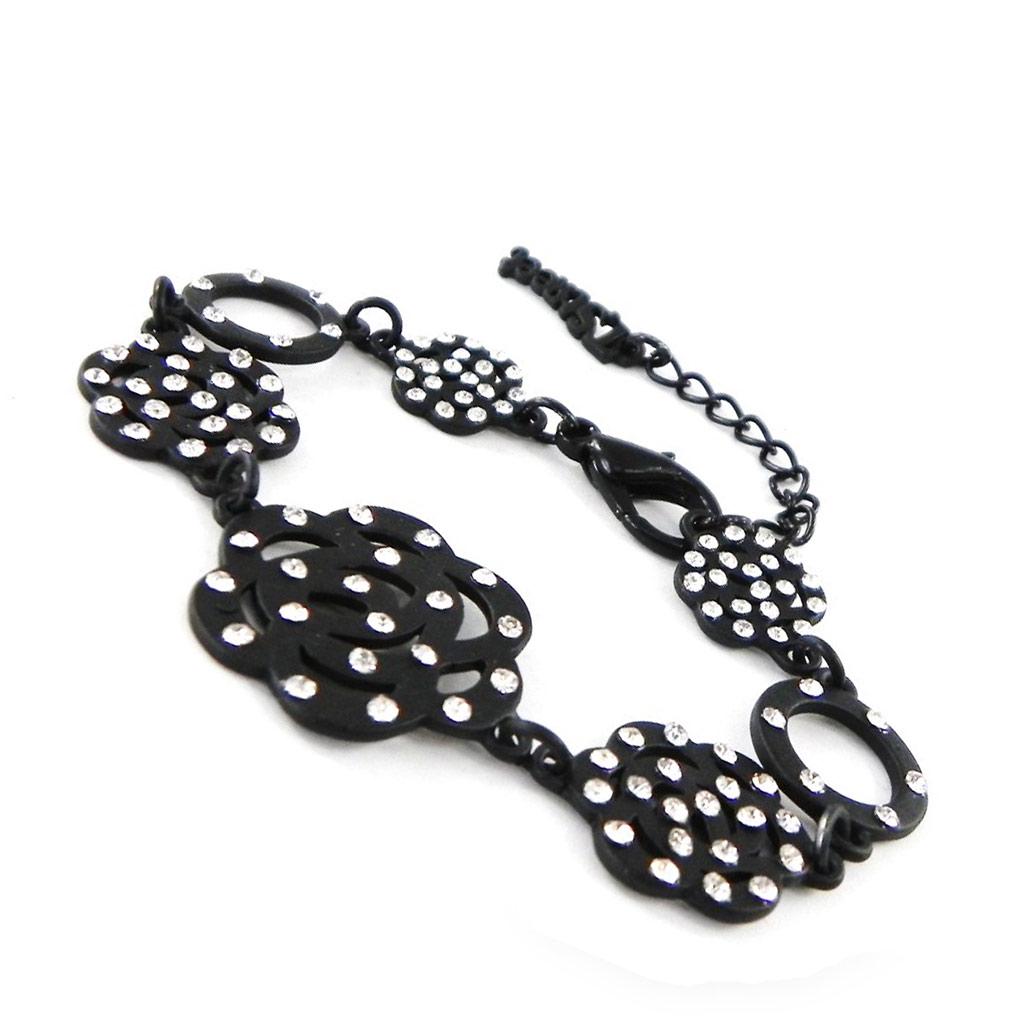 Les Trésors De Lily [G8742] - Black 'Camélia' Designer Bracelet