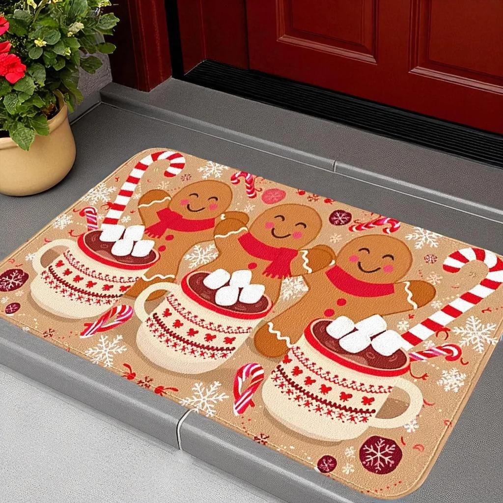 Gingerbread Man Floor Mat Living Room Bedroom Christmas Decoration Home Non Slip Carpet New Year Home Decoration