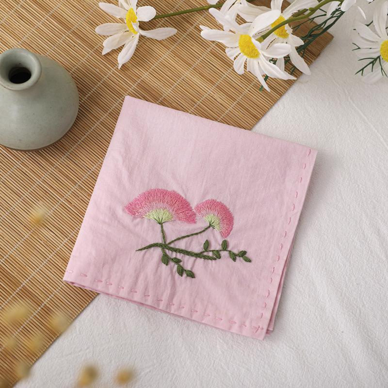 Diy Handmade Embroidery Material Package, Handkerchief Series Maple Leaf Ginkgo Flower Needle And Thread Set