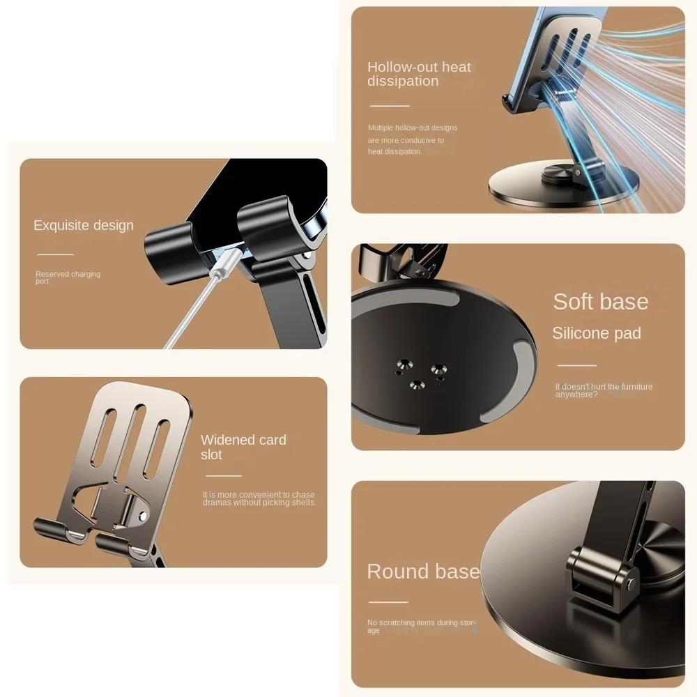 720 Rotate Aluminum Alloy Tablet Holders for iPad Adjustable Folding Lazy Desktop Live Portable Mobile Phone Stands Mount