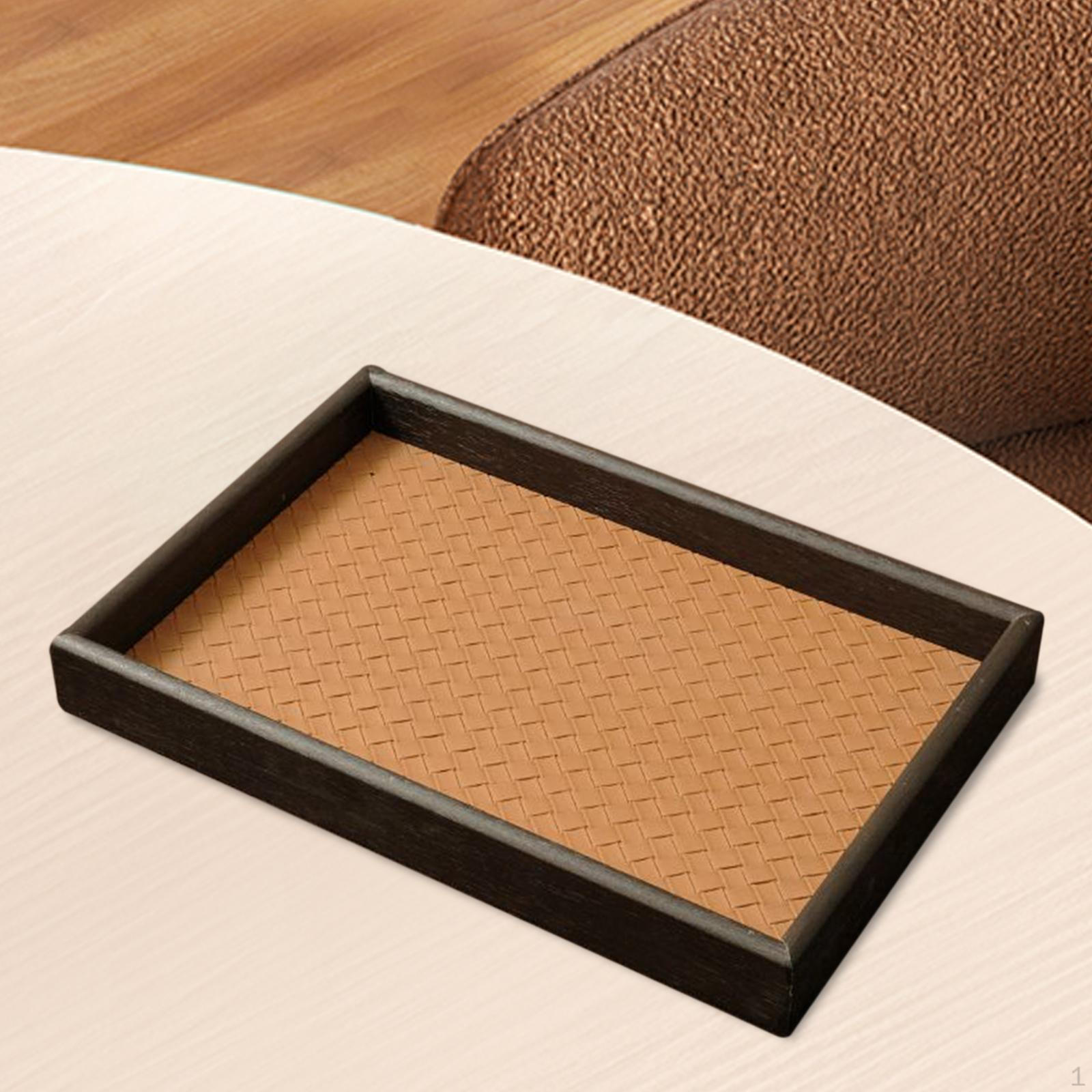 

Плоский поднос для украшений, подставка для мелочей, поднос для браслетов, комод, деревянный органайзер-держатель из ПУ кожи для оранжевый