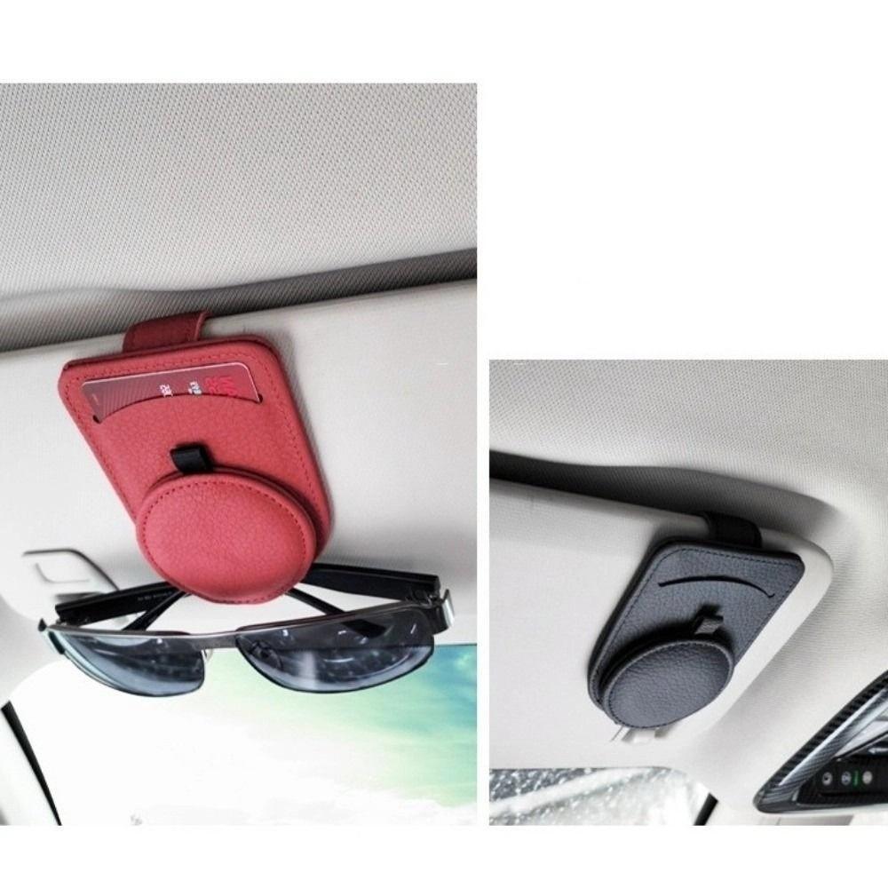 Cowhide Leather Sun Visor Sunglasses Frame Magnetic Ticket Card Holders  for Car Interior