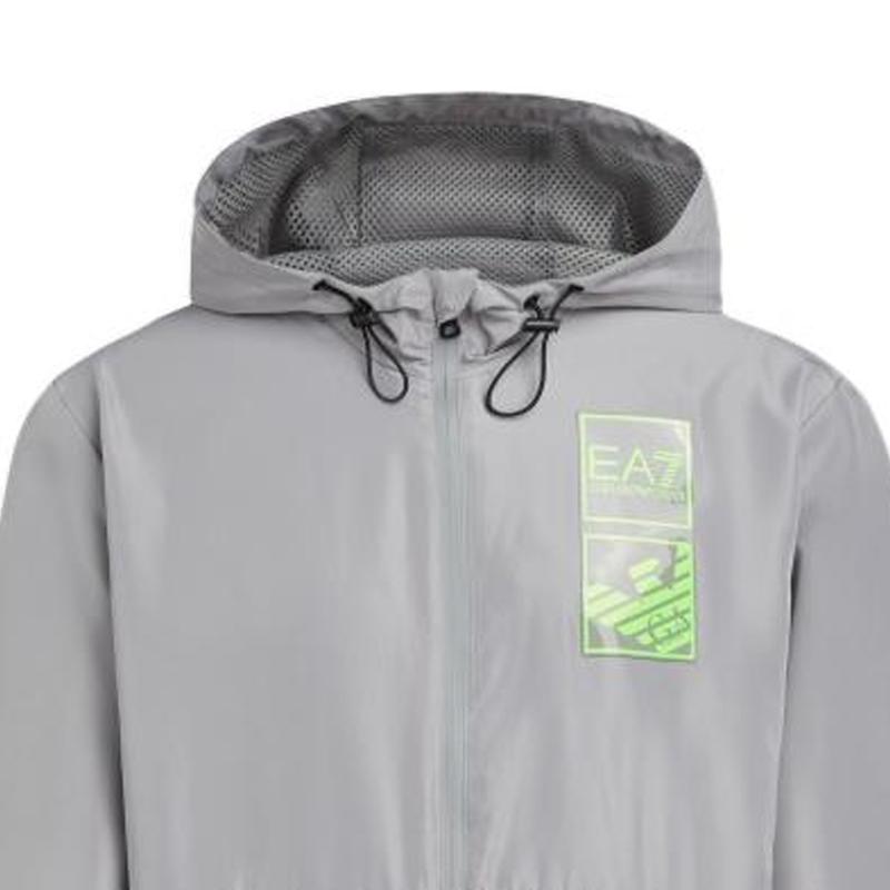 Emporio Armani Ss22 Logo Pattern Zip-Up Long Sleeve Hooded Jacket Men jackets Gray 3LPB05-PN28Z-1907