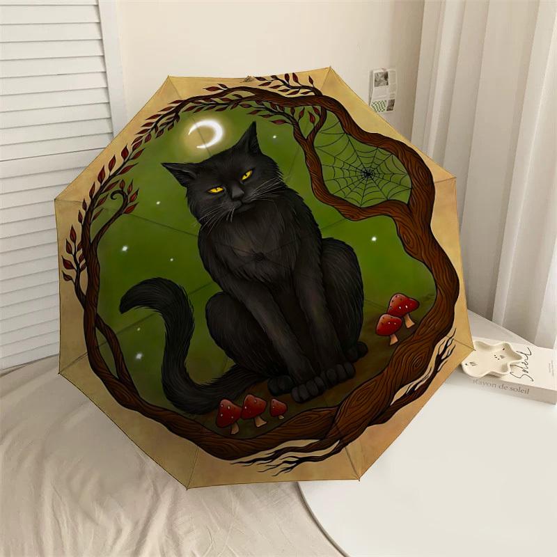

1pc cat forest Automatic Open/Close Umbrella with Windproof, 8-Rib Sturdy Canopy, Durable Ribs, Fashionable Design1169A