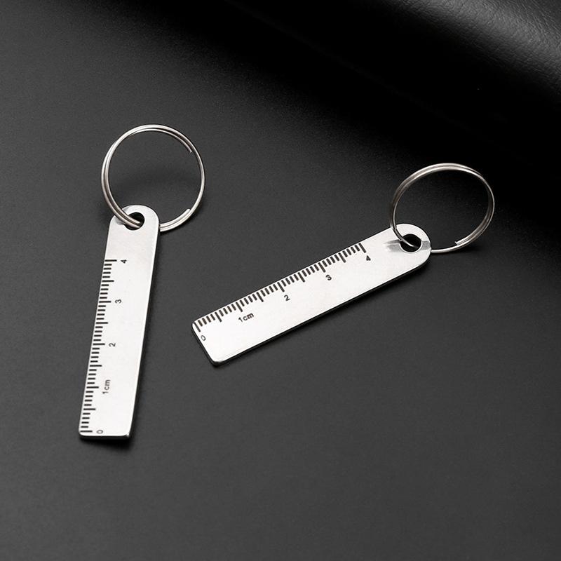 Mini-Metalllineal, Tragbares Mini-Metalllineal, Verdickt mit Schlüsselanhänger, Messwerkzeug, Schreibwaren zum Zeichnen & Entwerfen, Büro