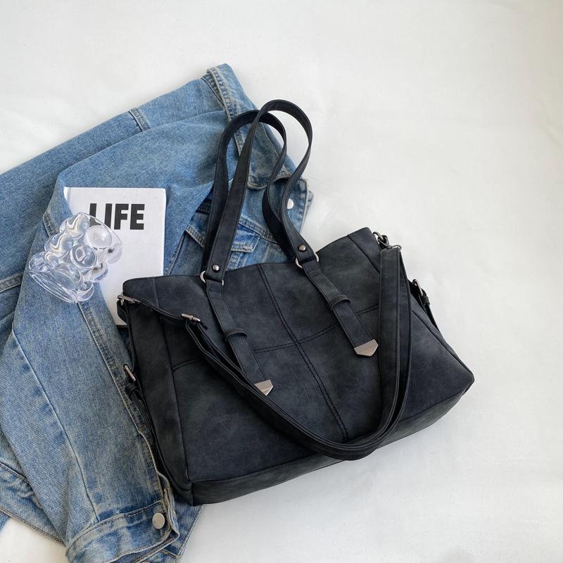Retro Shoulder Bags For Women Biker Style Soft PU Leather Large Capacity Shopper Tote  Autumn New Travel Crossbody Bag