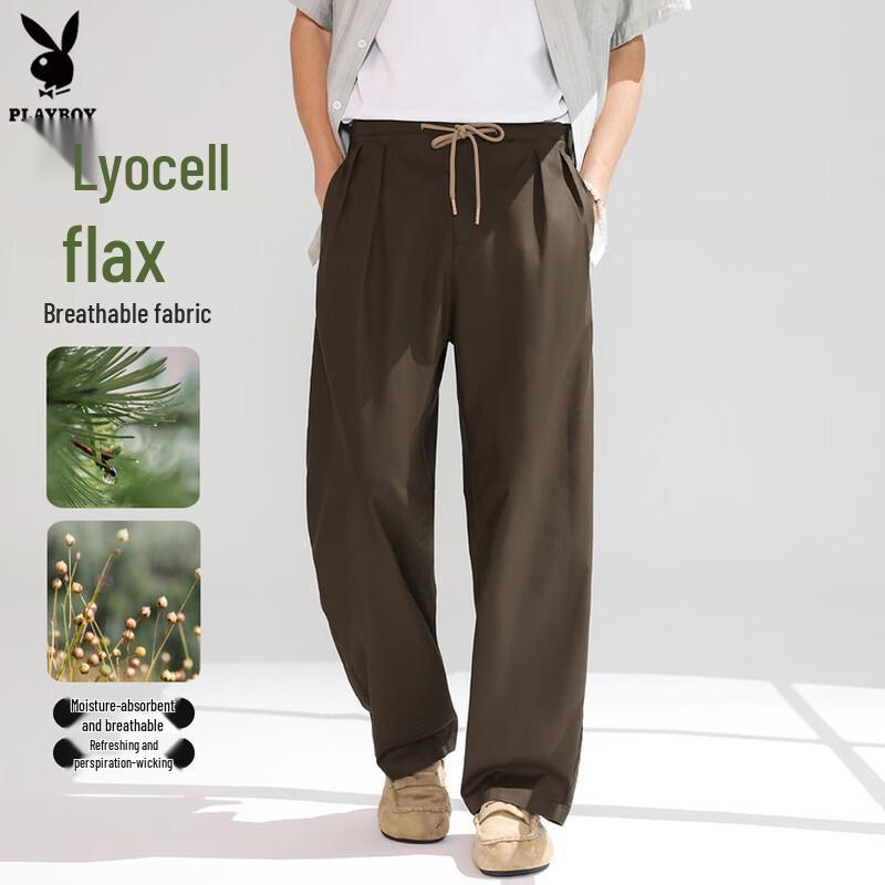 Playboy Men s Lyocell Linen Blend Casual Trousers XL