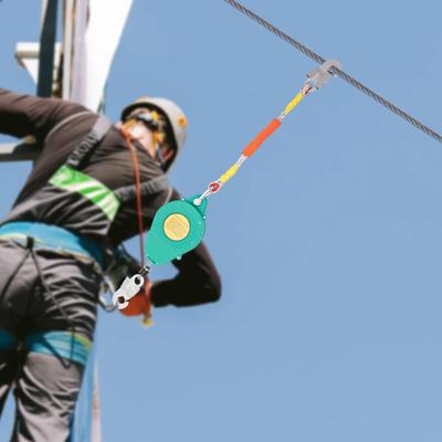 Ligne de vie de sécurité auto-rétractable 330 lb Dispositif d'arrêt de chute, Ligne de sécurité de toit 23 pieds avec Crochet en métal Acier et Câble en acier