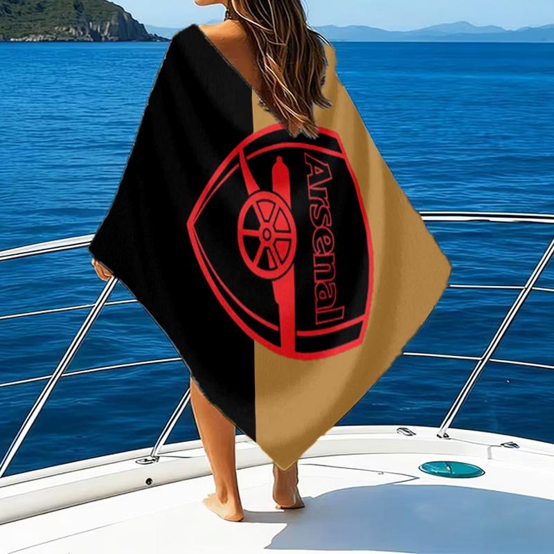 Arsenal Football Club Crest Printed Beach Towel, Super Soft Microfiber, Perfect Gift Birthday, for Pool, Beach, Travel, for family and friends