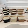 Women Summer Striped Straw Crossbody Bag Lightweight Woven Shoulder Bag for Beach and Holiday Events