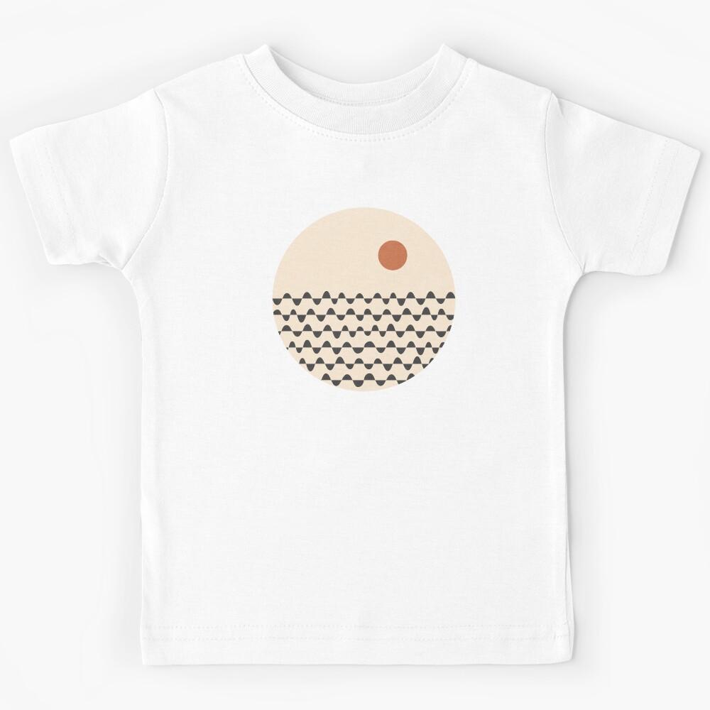 Wavy Pattern Black on Beige Kids T-Shirt 150