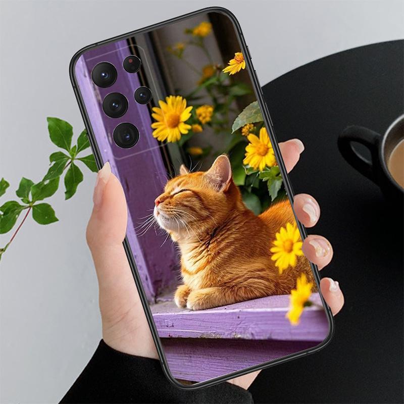 Phone Case For Samsung A17 A55 A16 A56 A35 A15 A53 A54 A33 A34 A25 A05S A52 A52S A07 A26 A06 Flower Cats