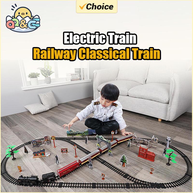 Non-Toxic Electric Train Toys Railway Classical Freight Train Locomotive Play Set Simulation Model For Children Kids Children Christmas Gifts