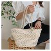 New Summer High-capacity French Grass Woven Bag Seaside Vacation Beach Single Shoulder Bag Hollowed Out Cotton Thread Woven Bag