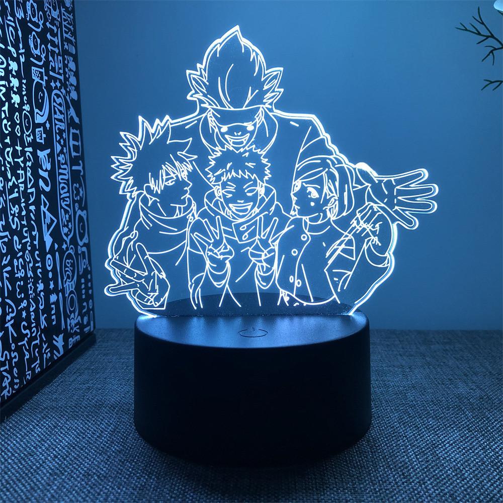 Anime Lamp Jujutsu Kaisen Led Night Light Action Satoru Gojo Nightlight Decoration Lamps Bedroom Decor Birthday Gifts 3D figure Poseable Articulated