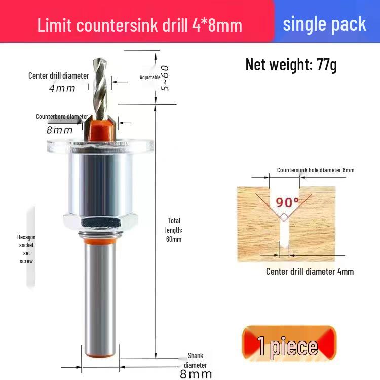 Alloy Head Countersink Drill Bit for Woodworking and Screw Installation