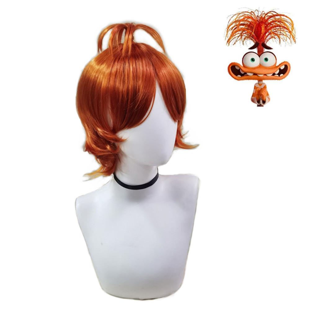 Anime inside out anxiety Orange Wig Cosplay Wig Short Orange Curly Heat Resistant Synthetic Hair Wigs inside out 2 anxiety wig