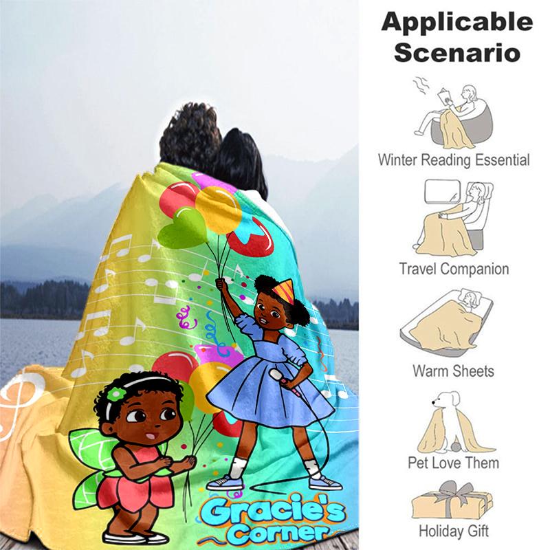 1pc Blanket Gracie's Corner Print Design, Lightweight Blanket for Sofa, Bed- Soft &Warm, Gift for All Seasons like Christmas, Halloween