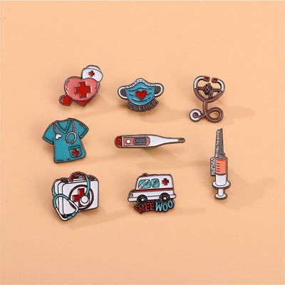 Medical Items Collection Enamel Brooch Ambulance Syringe Stethoscope Badge Lapel Pin Hospital Doctor Nurse Wholesale
