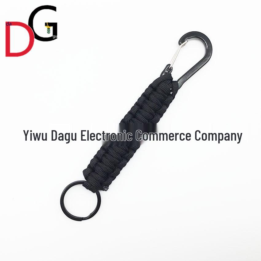 Paracord Woven Keychain with Black Mountaineering Clip for Outdoor Use