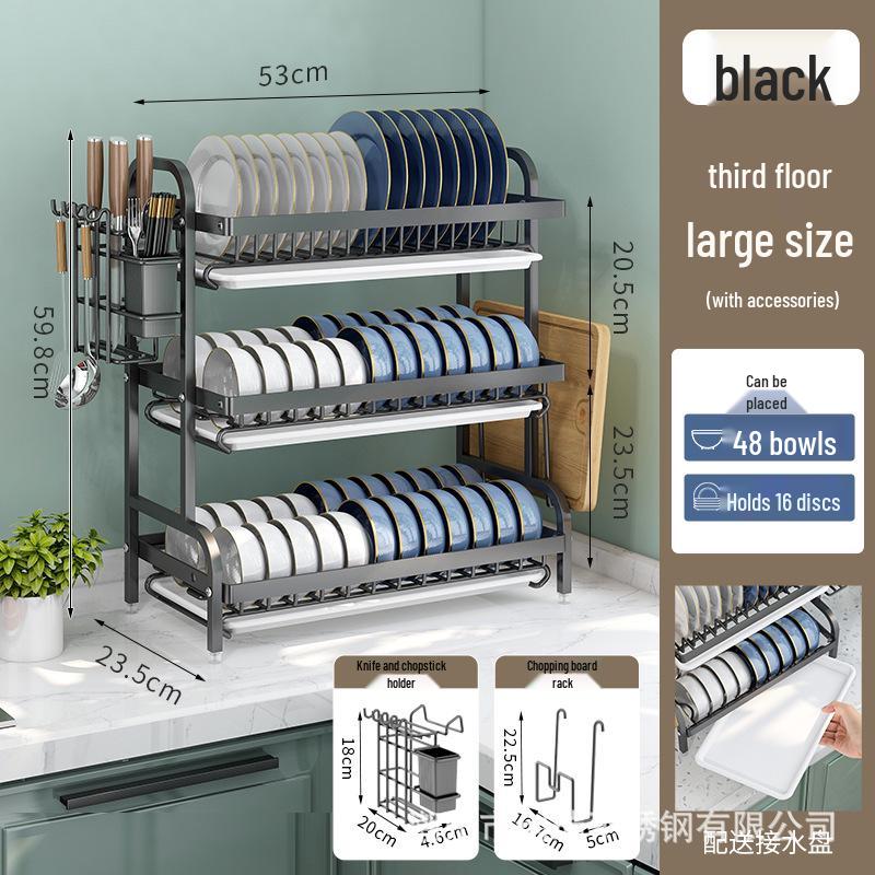 Multi-functional Kitchen Storage and Draining Rack for Bowls, Plates, Utensils, and Chopsticks