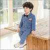 Dětský kostkovaný dvouřadý oblek - Britský styl jarní formální šaty