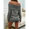 Women Knit Casual Solid Color Pullover One Shoulder Sweater