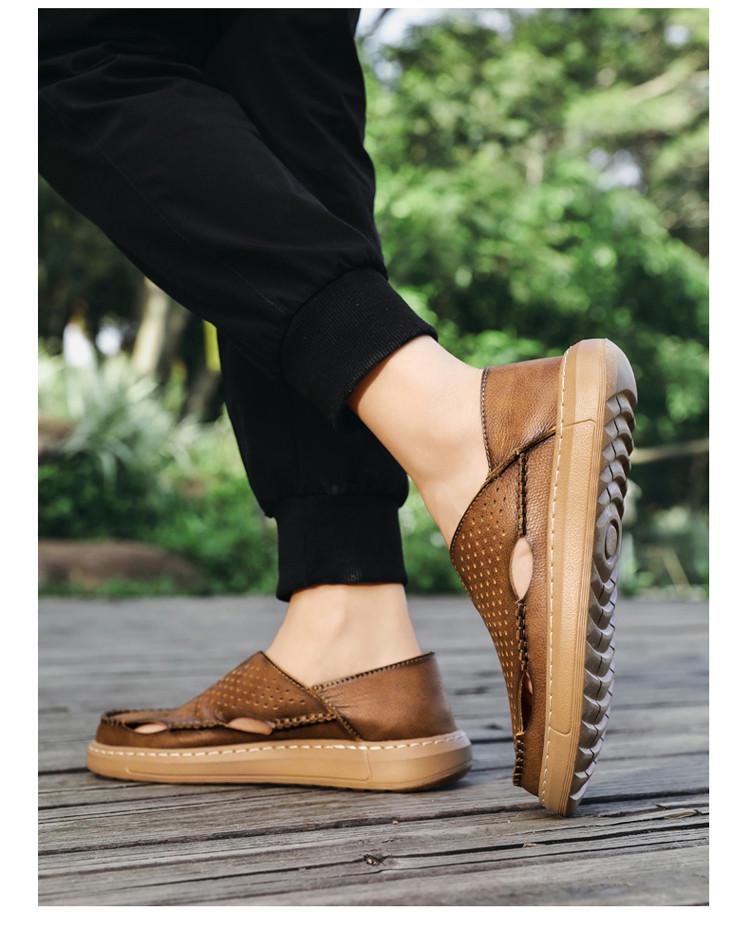 Summer 2026 Lightweight Wide-Toe Slip-On Leather Shoes - Breathable Perforated Soft Sole