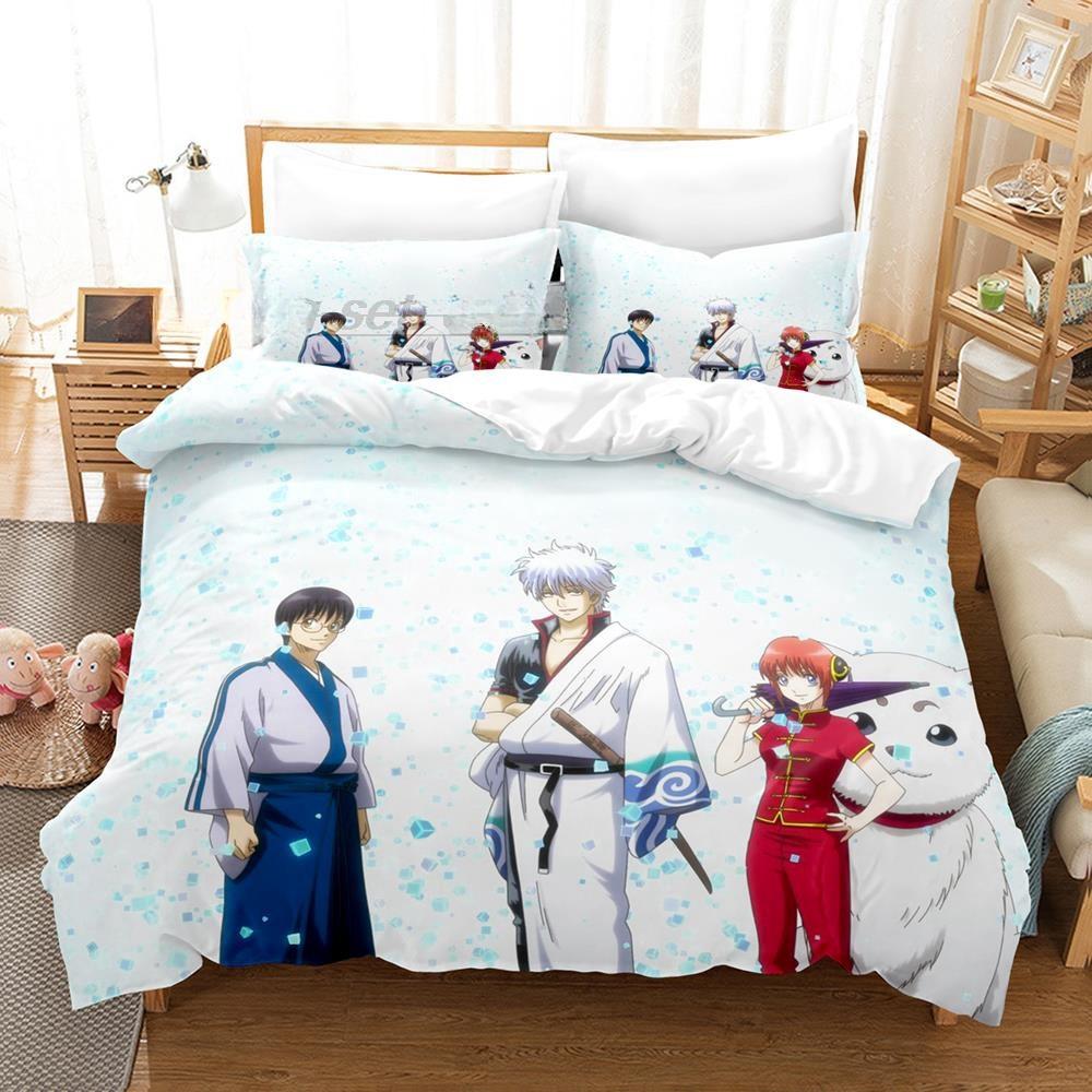 Fashion 3D Anime Bed Sheet Set Gintama Bedding Set Single Twin Full Queen King Size Bed Set Adult Kid Bedroom Duvet Cover Sets