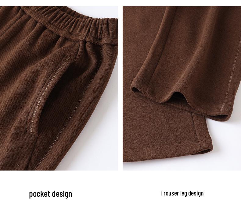 2026 Early Spring Women's Plus Velvet Warm Knitted Straight-Leg Casual Pants