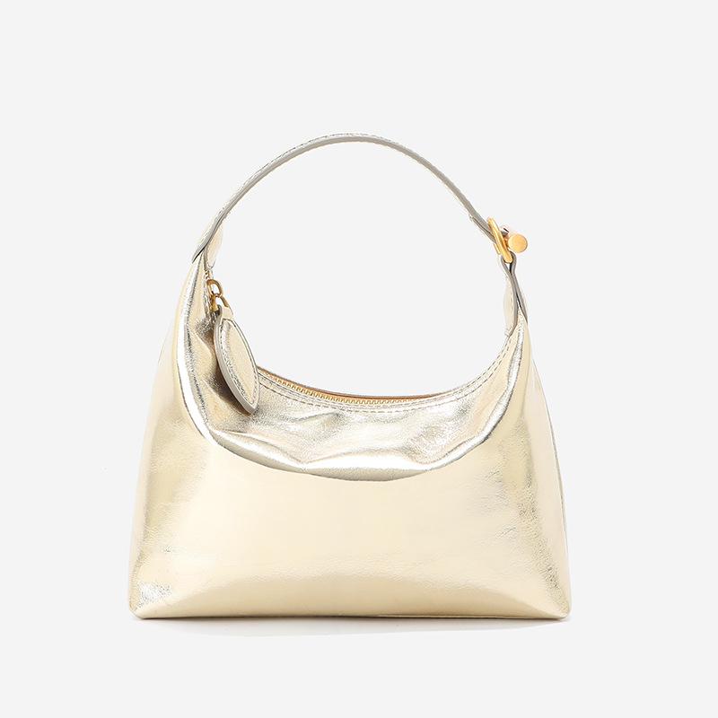 Niche cowhide handbag women's high-end leather underarm bag simple commuter handbag single shoulder crossbody lunch box bag