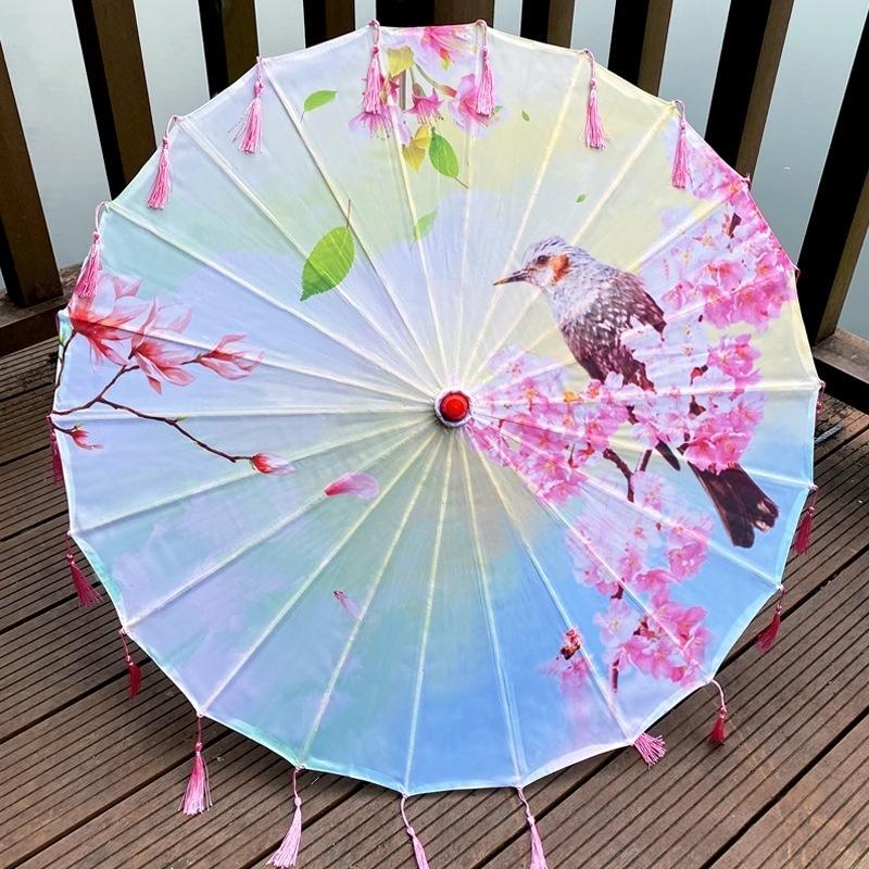 

Classic Chinese Art Asian Style 33 Silk Parasol Umbrella with Tassels for Wedding Parties, Photography, Costumes, Cosplay Bamboo&24K