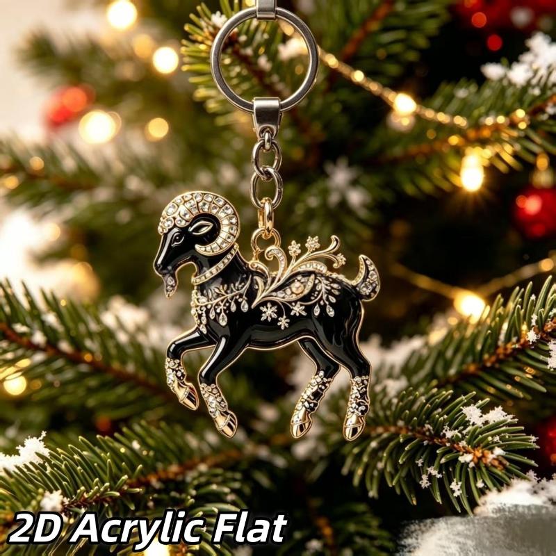 1Pcs 2D Goat Acrylic Pendants Cute Animal Hanging Ornament for Christmas Party Backpack Zipper Charm Accessory