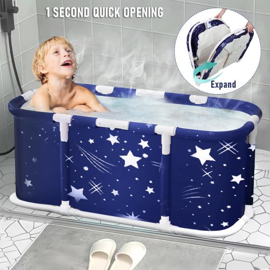 Velká skládací vana pro dospělé Extra velká skládací vana s plastovým rámem Volně stojící obvodová skládací vana Rodinné SPA Namáčecí vana