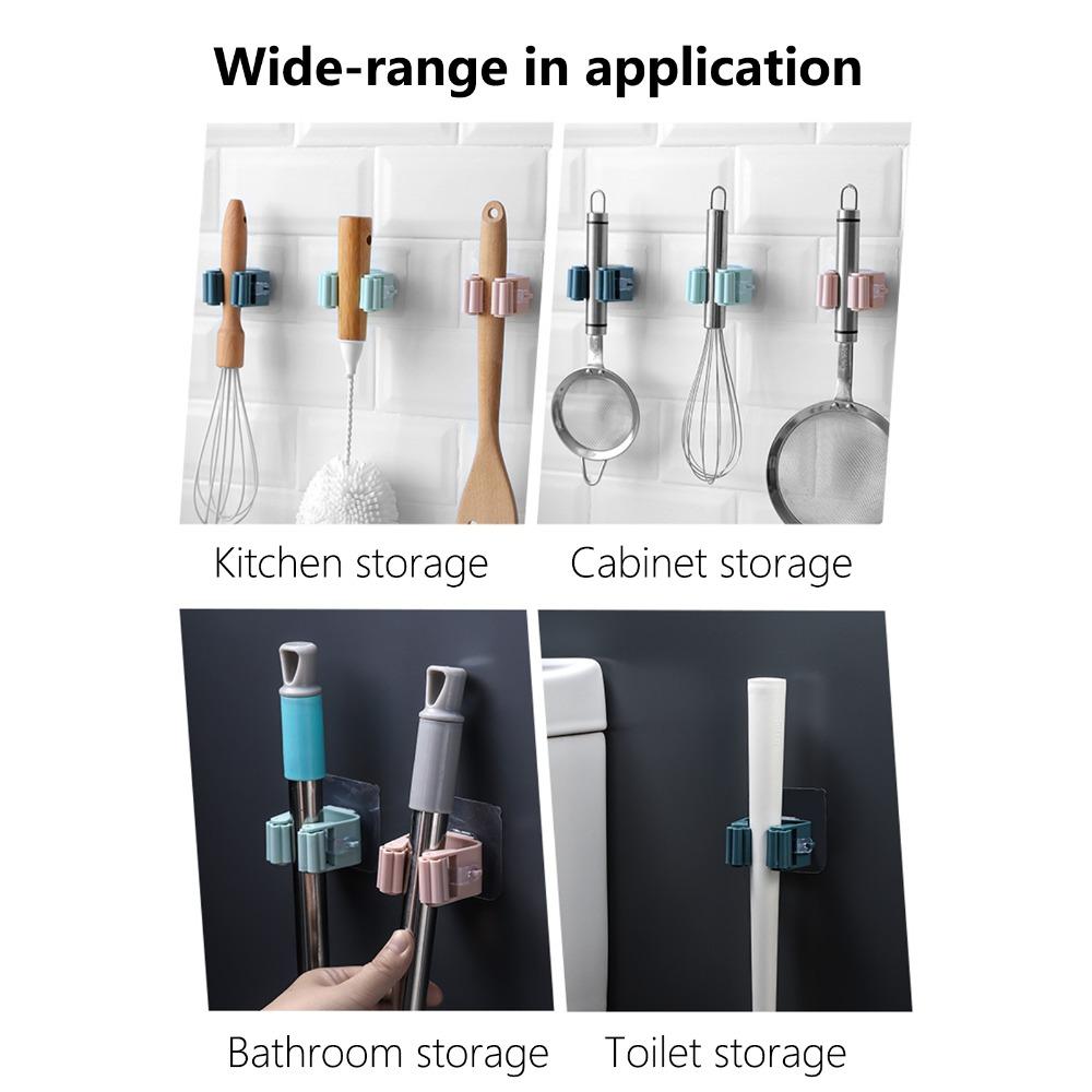 6 Pack Self Adhesive Mop Storage Rack Wall Mounted Home Storage Rack Utility Rack  Laundry Room