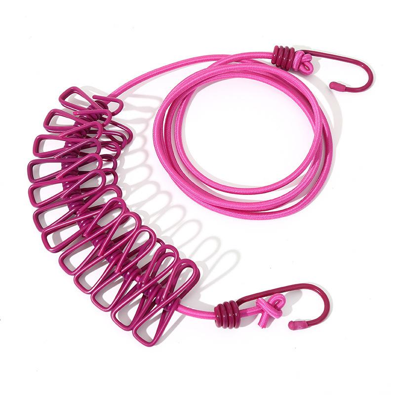 12 Non Slip Clips Windproof Clothesline with Stretch Elastic Rope Hook for Camping Outdoor Drying