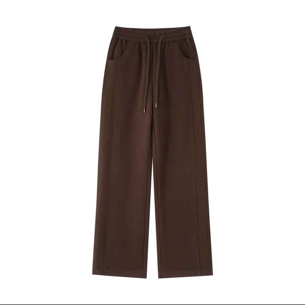 

High-Waisted Velvet Straight-Leg Cotton Pants with Sheep Wool for Winter S [Recommended 85-100 lbs]