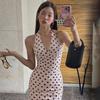 New Polka Dots Halter Neck Tank Tops Women Sexy Low-Neck Vest Slim Fit Off Shoulders Backless Short Tops Street Fashion Sexy Ruched Elegant Outfits