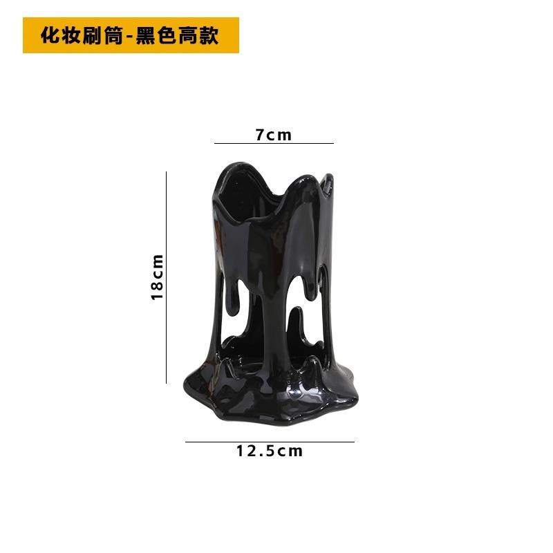 

Creative Ceramic Washbasin Toothpaste Toothbrush Holder Couple Makeup Brush Holder Storage Rack чорний