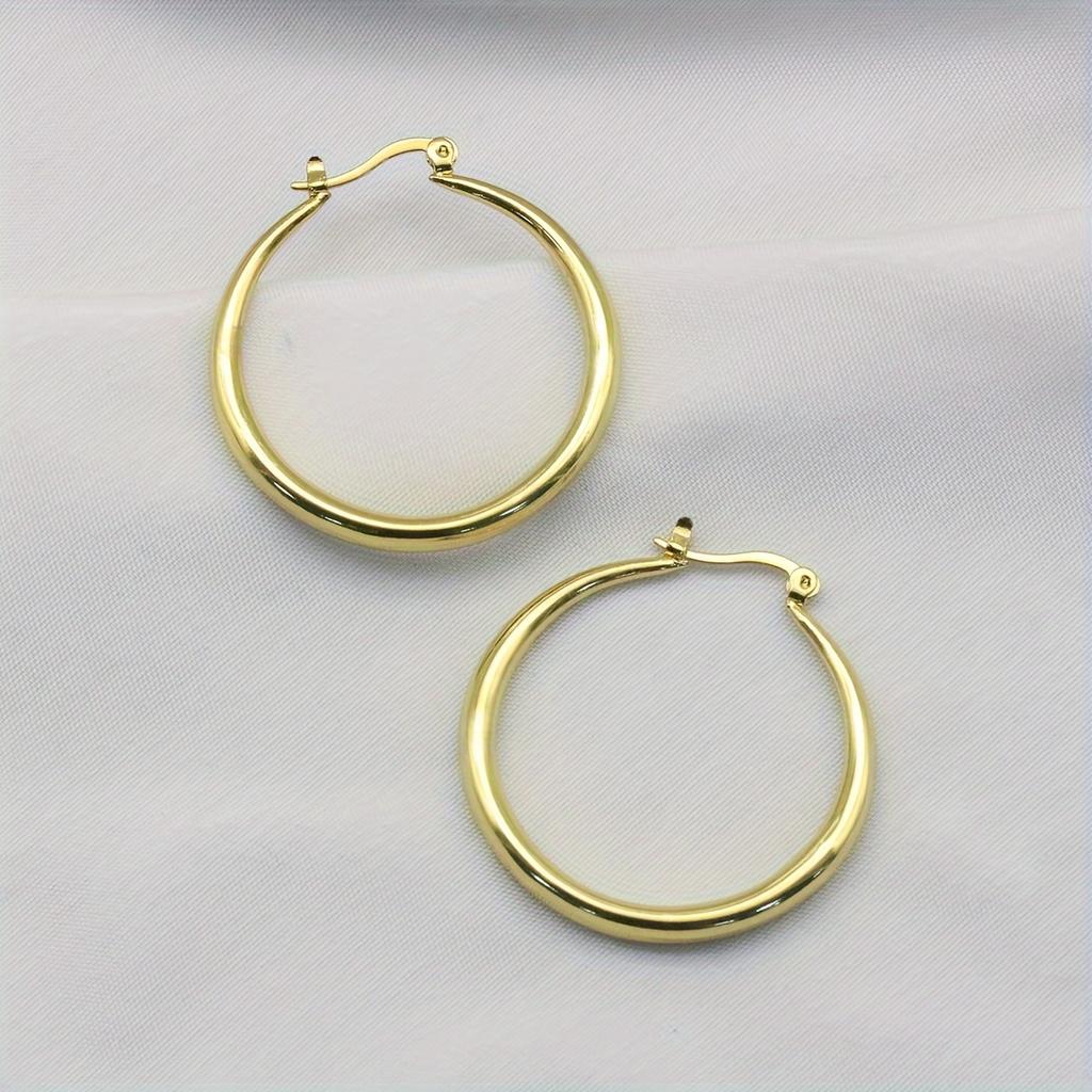 Minimalist Style Hoop Earrings with Silvery and Golden Color Perfect Ear Jewelry for Women Daily Casual Decor