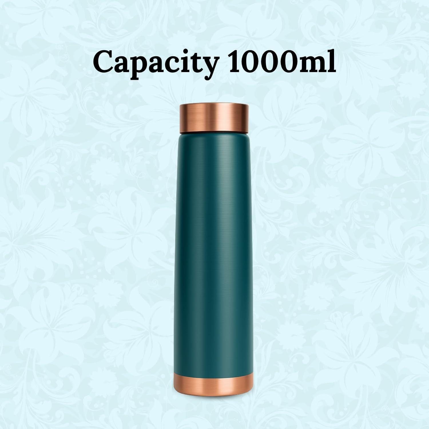 

1000ml Pure Copper Water Bottle, Leak Proof, Durable & Rust-Resistant Tamba Bottle, 100% Copper Water Bottle for Office, Gym, Yoga, Trekking