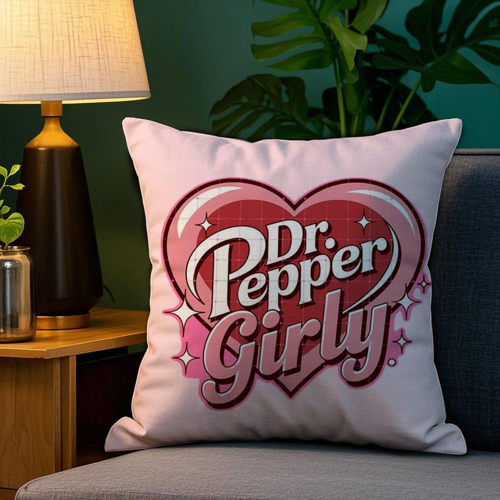 Cherry Drink D-Dr-P-Pepper Pillow Case Plush Fabric Soft Double Sided Print Home Sofa High Quality Cushion Cover Throw