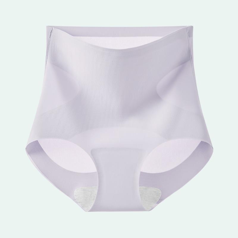 Plus Size Women's High Waist Ice Silk Tummy Control Underwear with Antibacterial Crotch