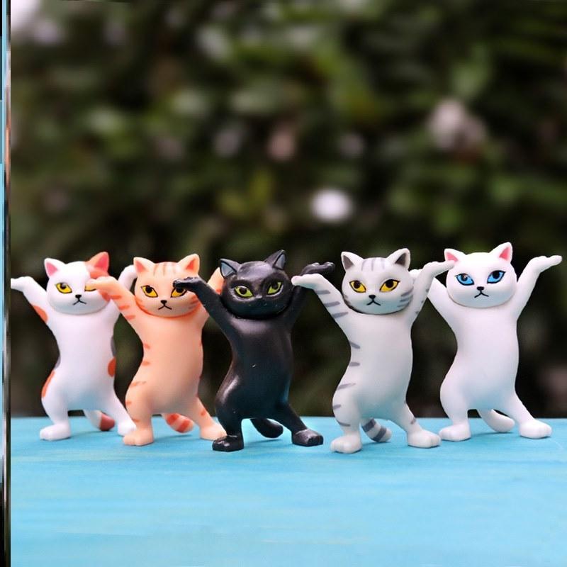 11 Models Dancing Cat Figure Decoration Animation Cat Model Fashion Toy Enchanting Cat Capsule Toy Doll Cake Decoration