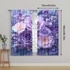 2pc,  Curtain Large Purple Floral Blackout  Polyester Festive Wall Decor Use for Holiday Parties